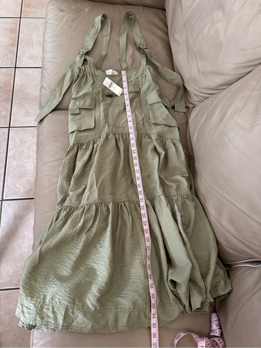 Anthropologie Pilcro Tiered Midi Pinafore Dress in Moss. Size S. MSRP $178 - Picture 13 of 16